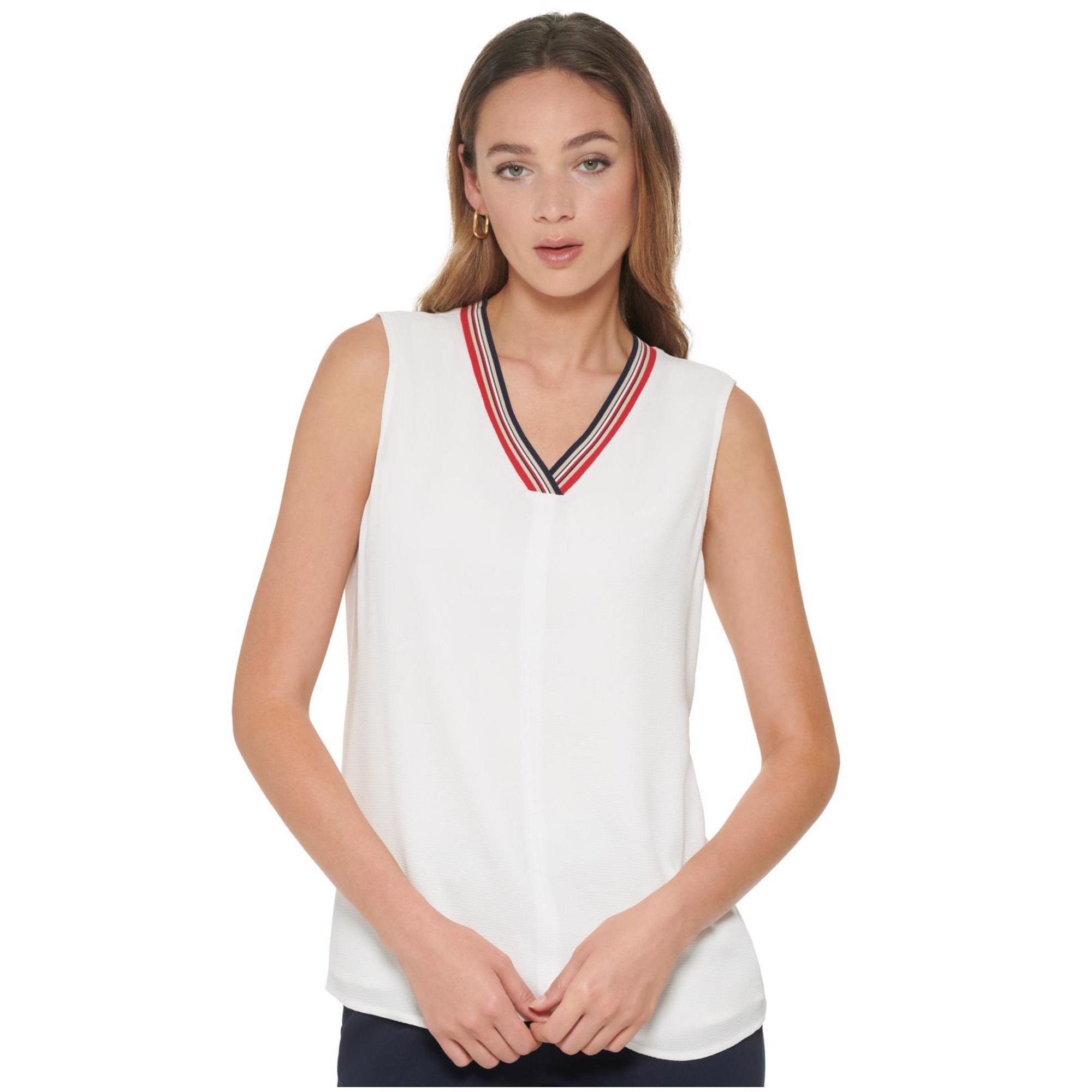 Womens Bubble Crepe Pullover Blouse, White, Medium